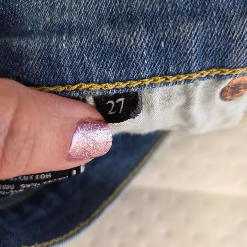 3 / $30 7 For All Mankind Cutoff Denim Shorts Size‎ 27 Blue Frayed Hem - Picture 6 of 8